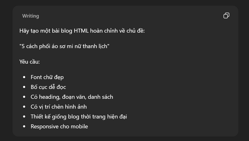 Sử dụng ChatGPT để tạo nội dung blog 1