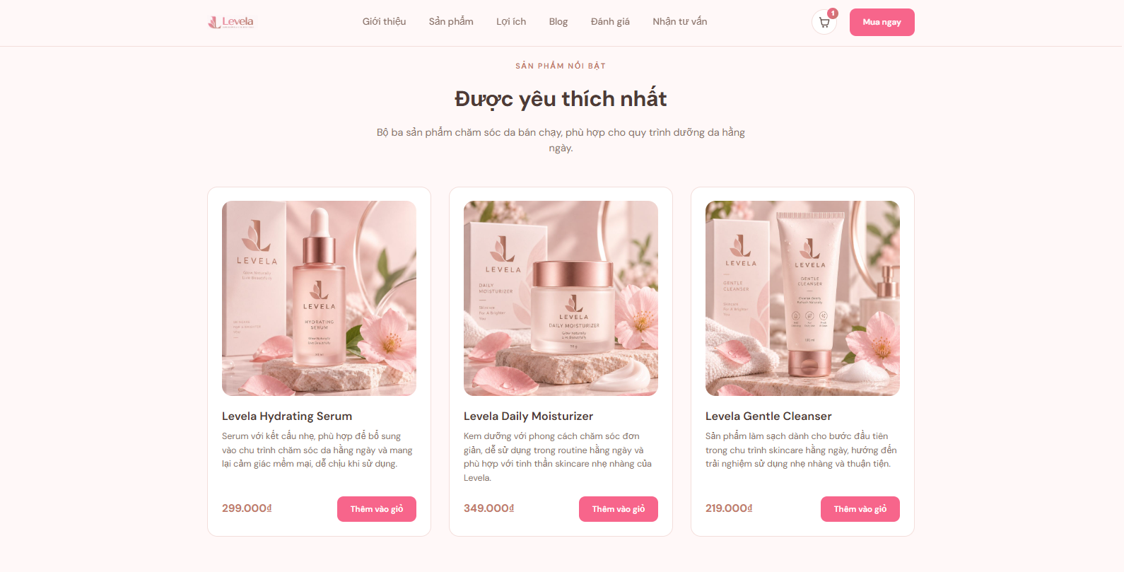 Product Card với nút Thêm vào giỏ sau khi tích hợp Ecommerce