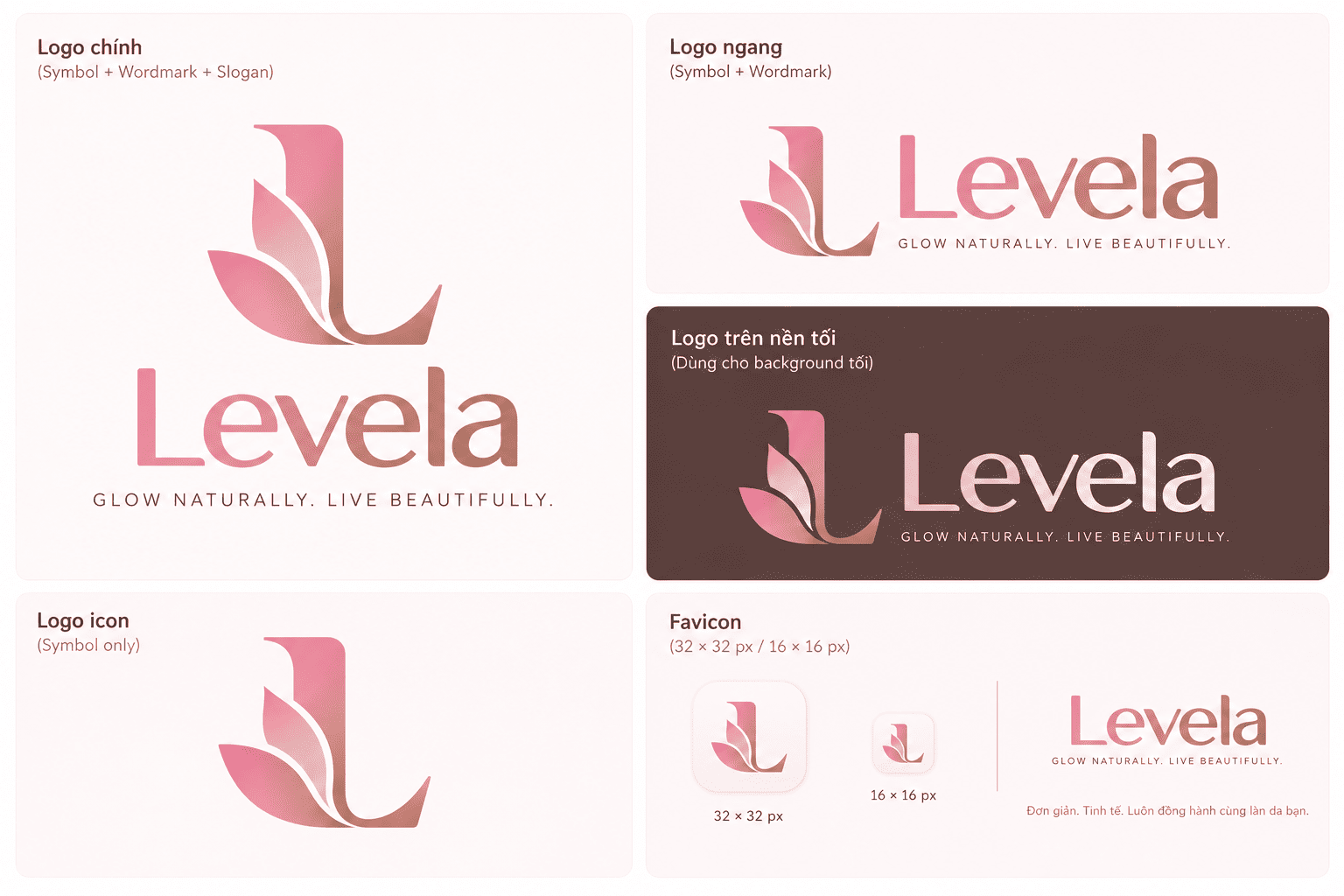 Bộ logo Levela do AI tạo theo hướng Wordmark kết hợp Symbol