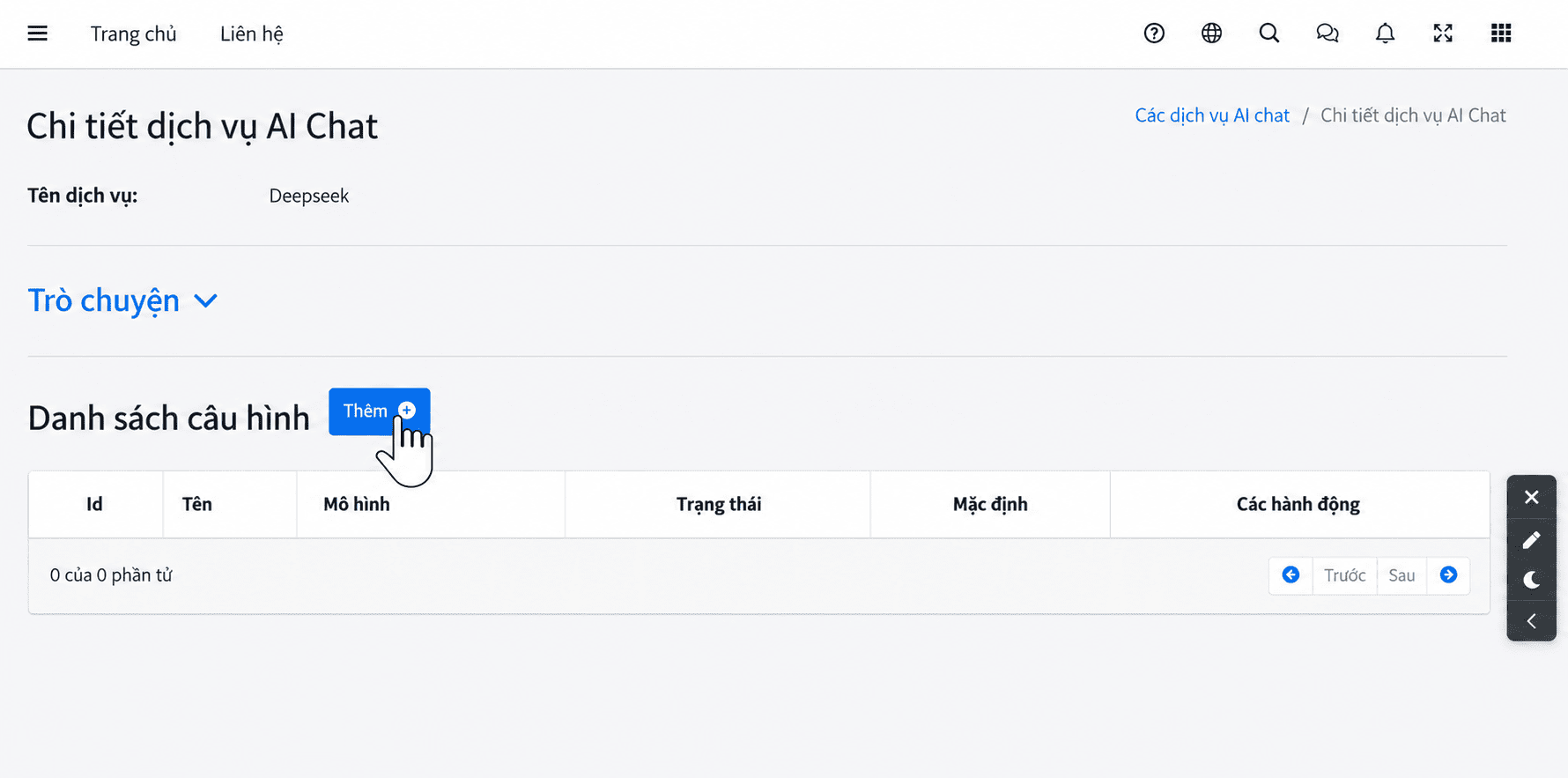 Thêm cấu hình AI Chat mới cho DeepSeek