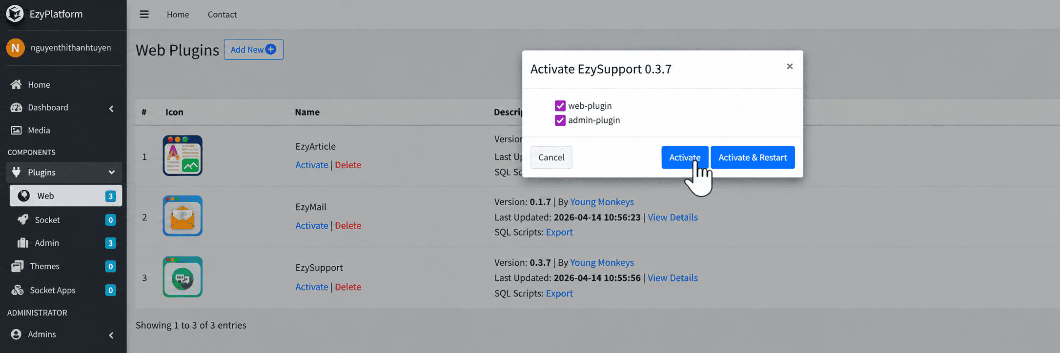Danh sách plugin trong Plugins → Web, phần 2