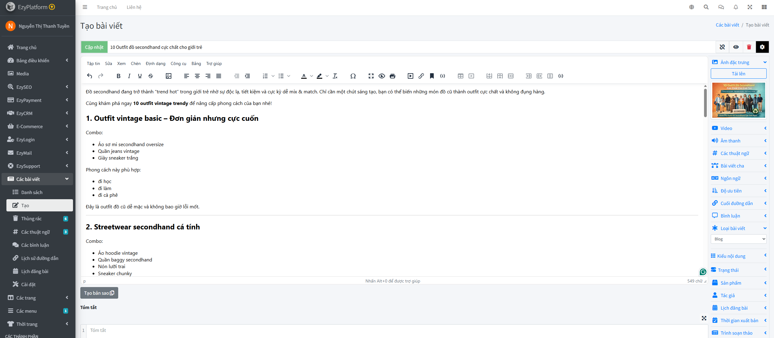 Nhập tiêu đề và nội dung bài blog