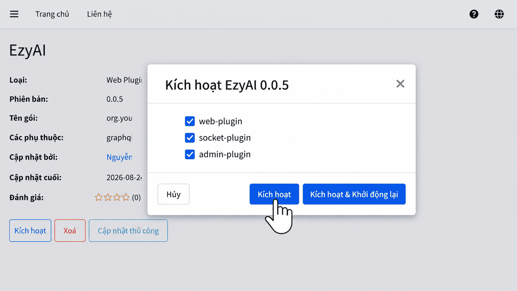 Kích hoạt plugin GraphQL - bước 2
