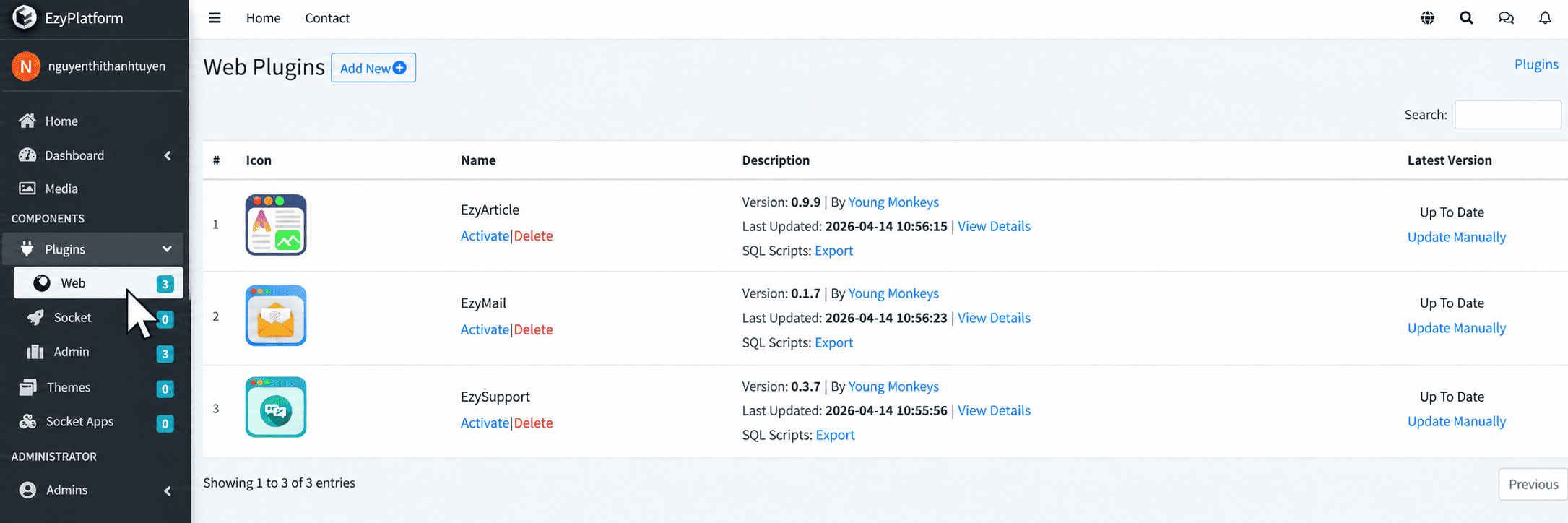 Danh sách plugin trong Plugins → Web, phần 1