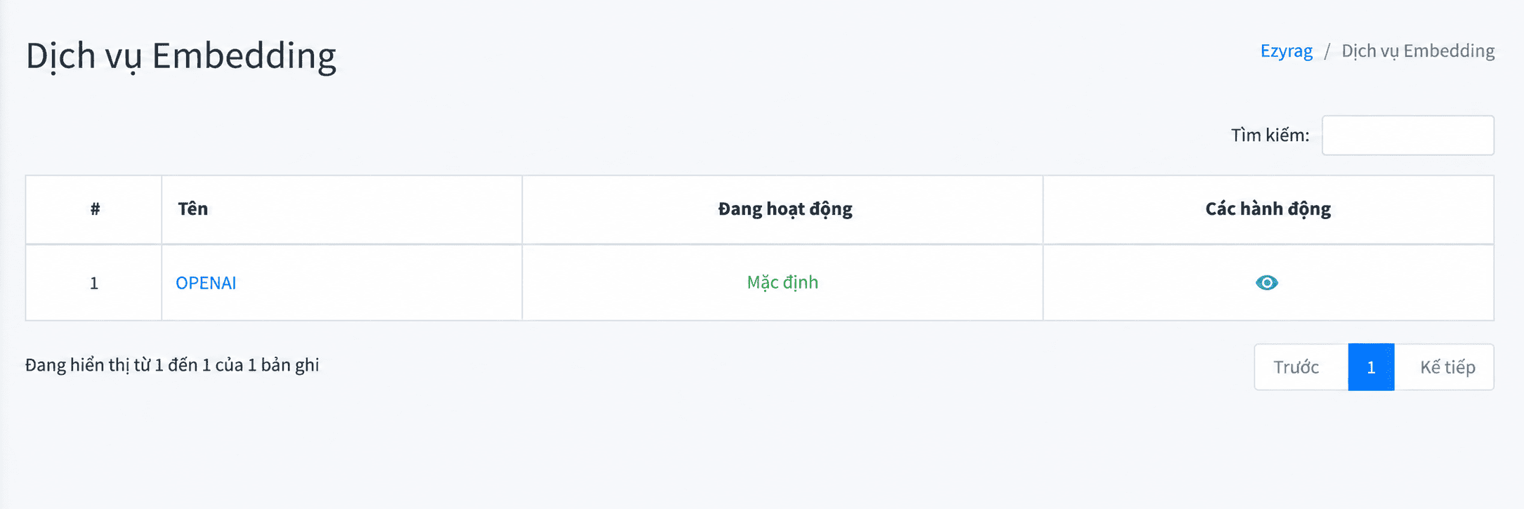 Chi tiết dịch vụ Embedding OPENAI