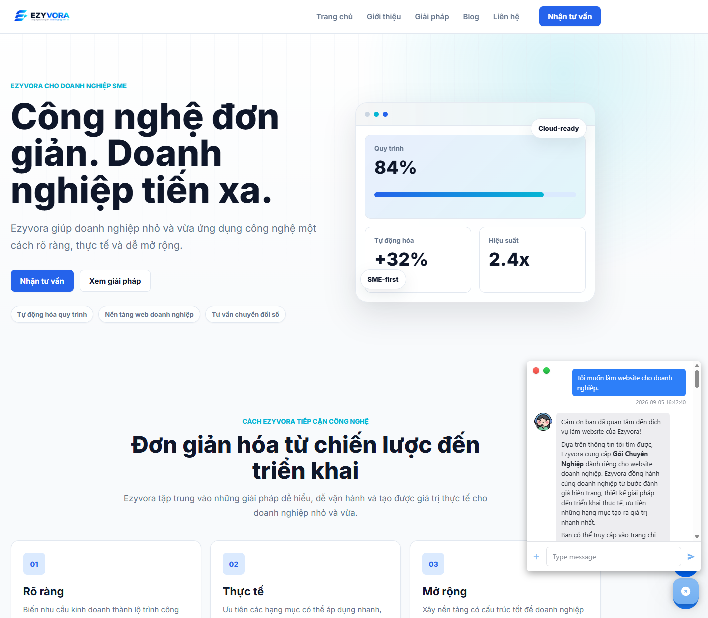 Chatbot hỏi thêm về nhu cầu khi khách muốn làm website
