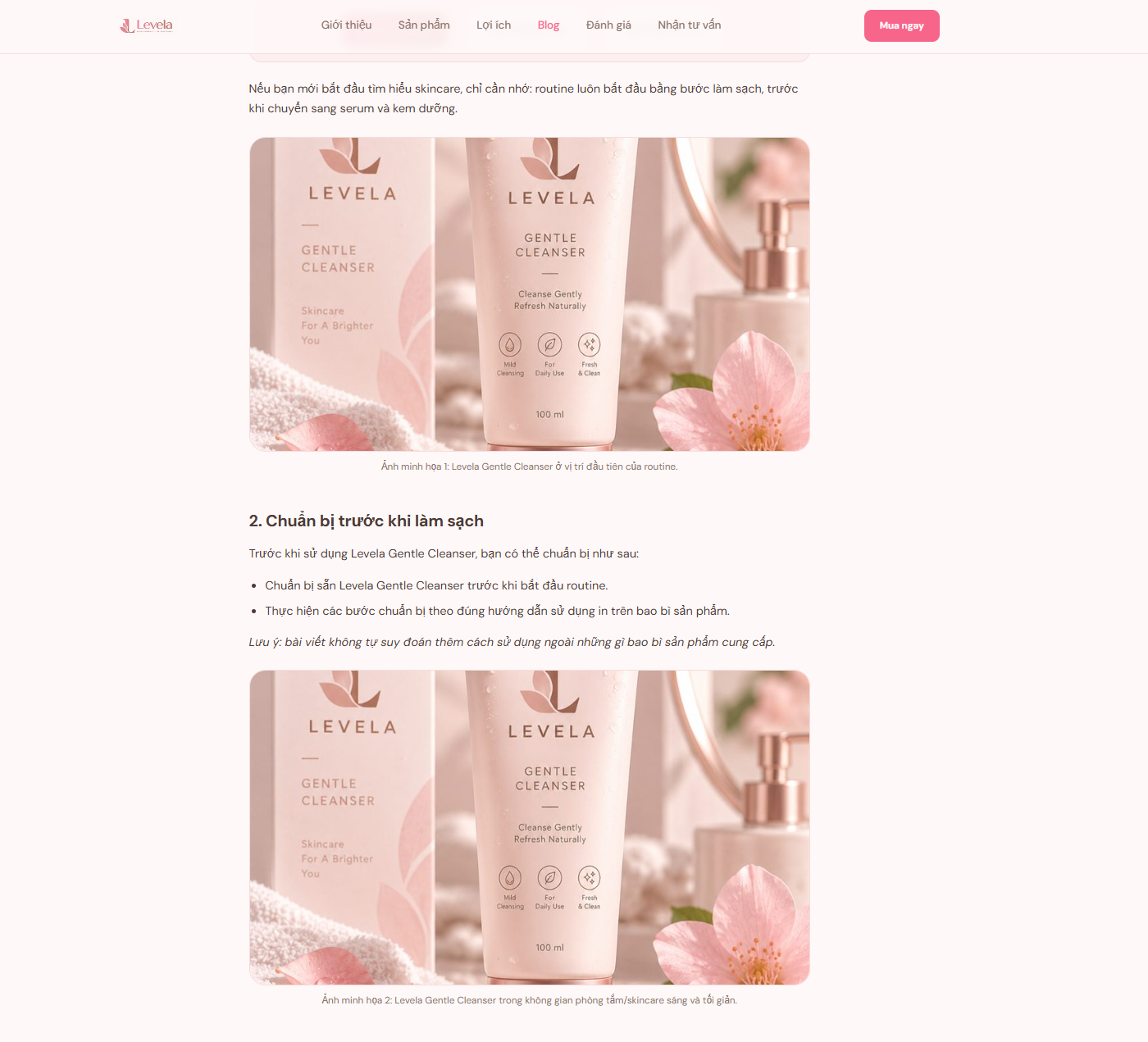 Bài Blog Levela sau khi thay placeholder bằng ảnh thật