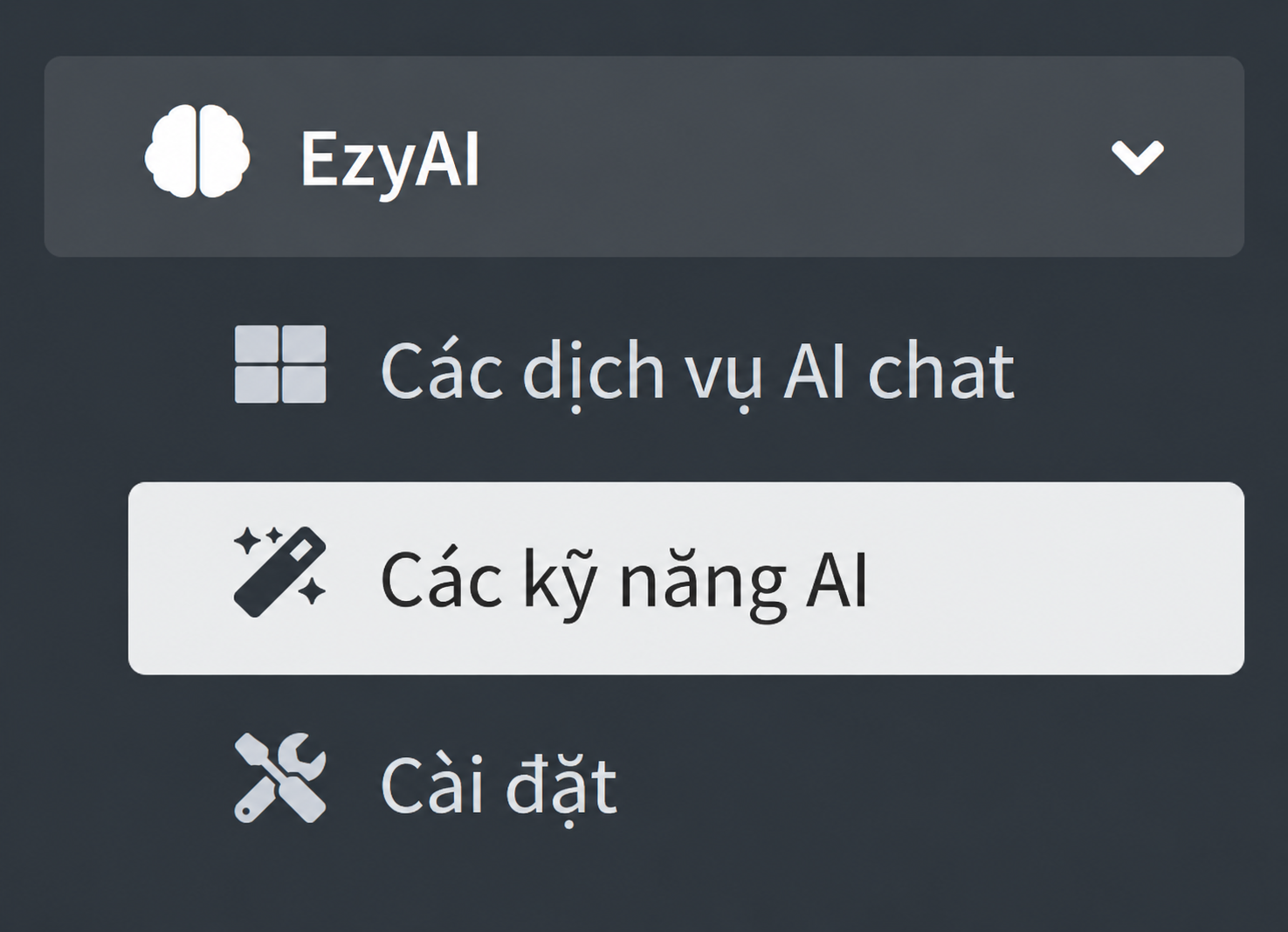 Mở danh sách các kỹ năng AI trên EzyAI