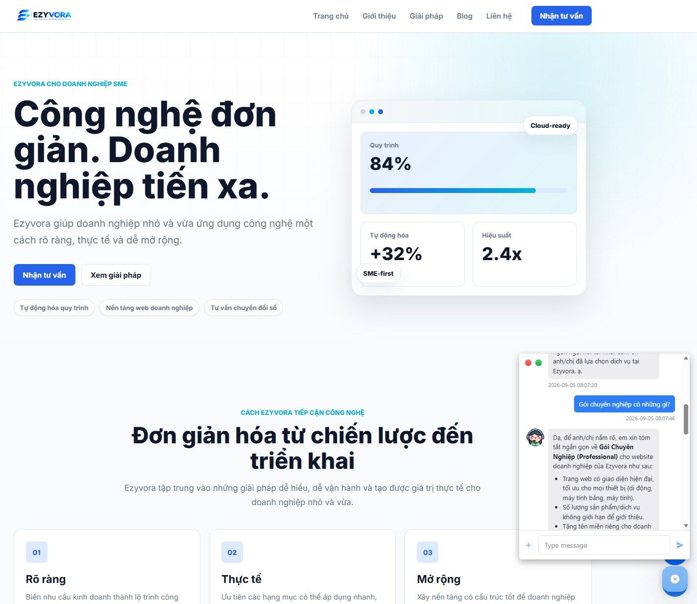 Chatbot cung cấp thông tin chi tiết của gói chuyên nghiệp