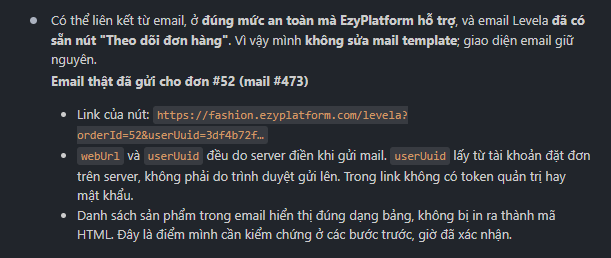 CTA Theo dõi đơn hàng trong email xác nhận