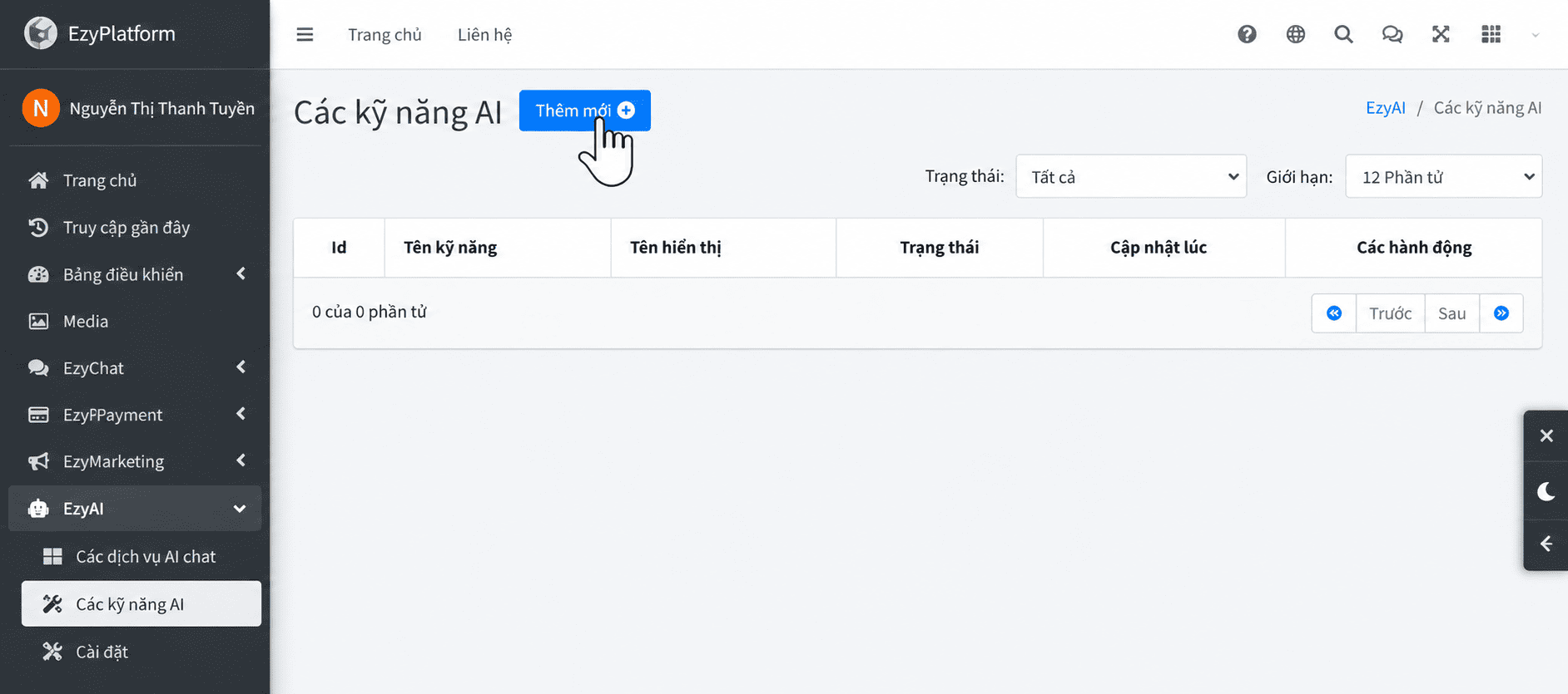 Tạo mới kỹ năng AI cho Ezyvora