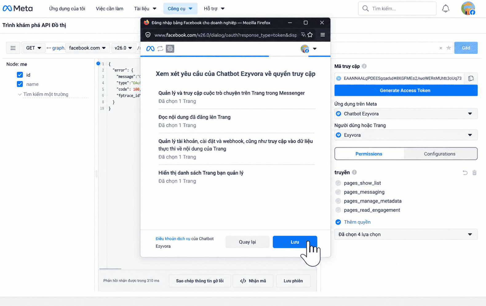 Thông báo tài khoản đã được kết nối với Chatbot Ezyvora
