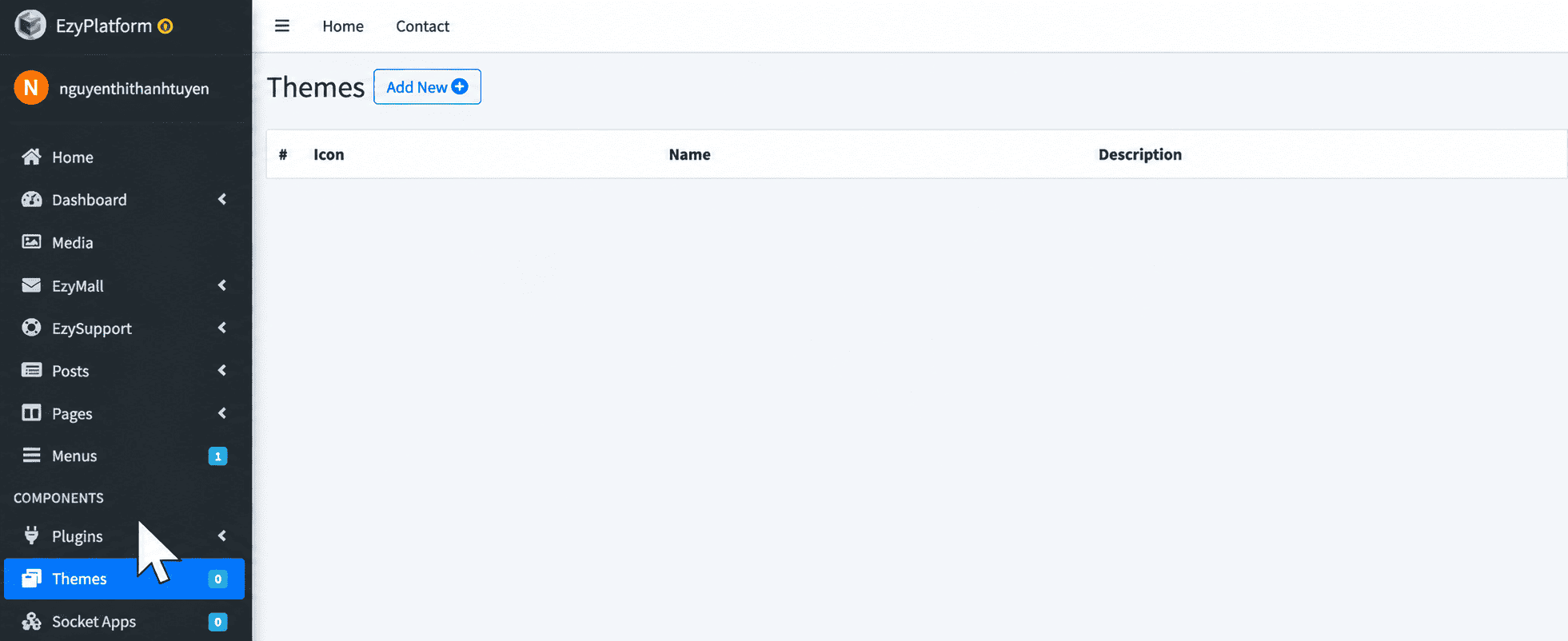 Mục Components → Themes → Add New