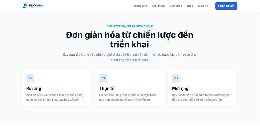 Ảnh preview section cách Ezyvora tiếp cận công nghệ