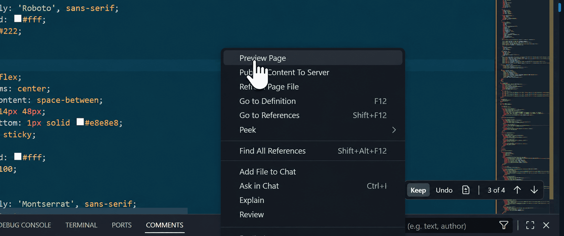 Chọn Preview Page cho content.html sau khi publish