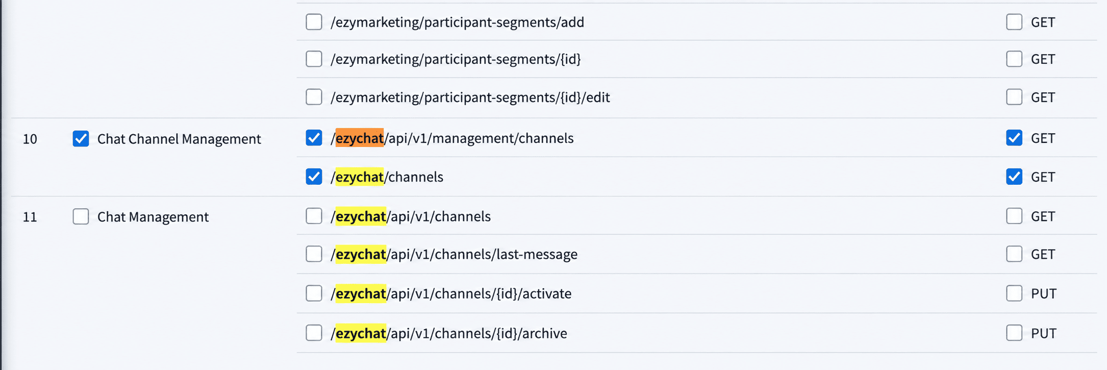 Cấp quyền Chat Channel Management