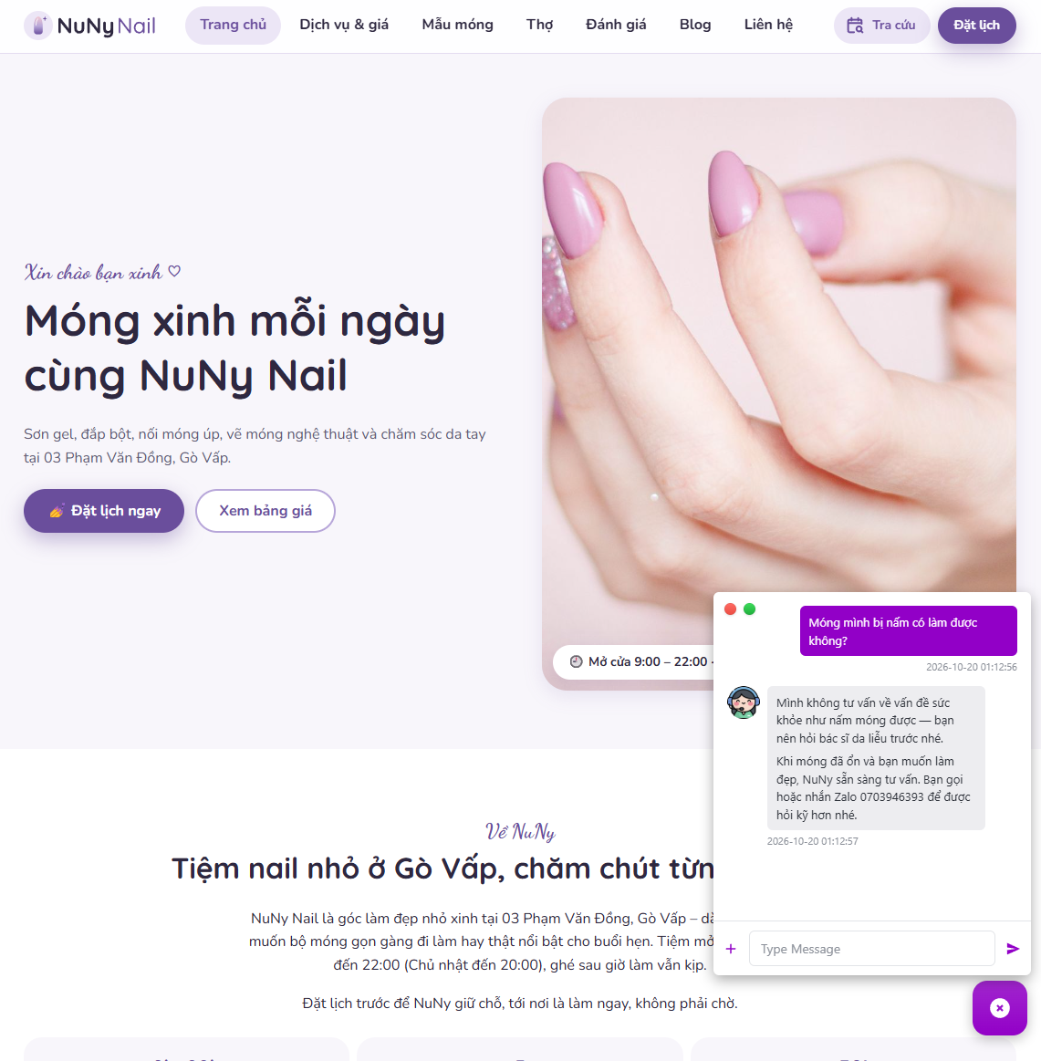 Chatbot khuyên khách hỏi bác sĩ da liễu khi bị nấm móng