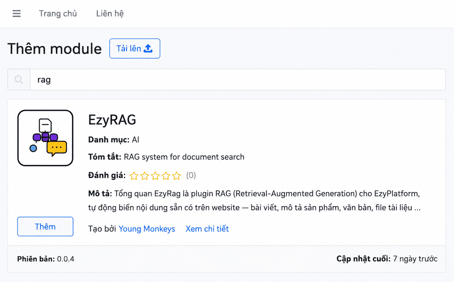 Tìm và cài đặt plugin EzyRAG