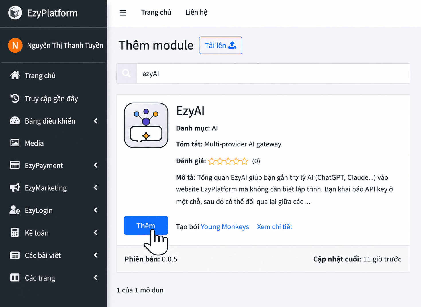 Cài đặt plugin EzyAI