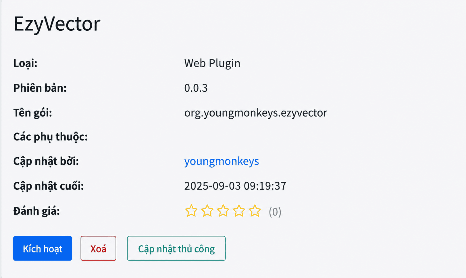 Danh sách module có thể thêm vào EzyPlatform
