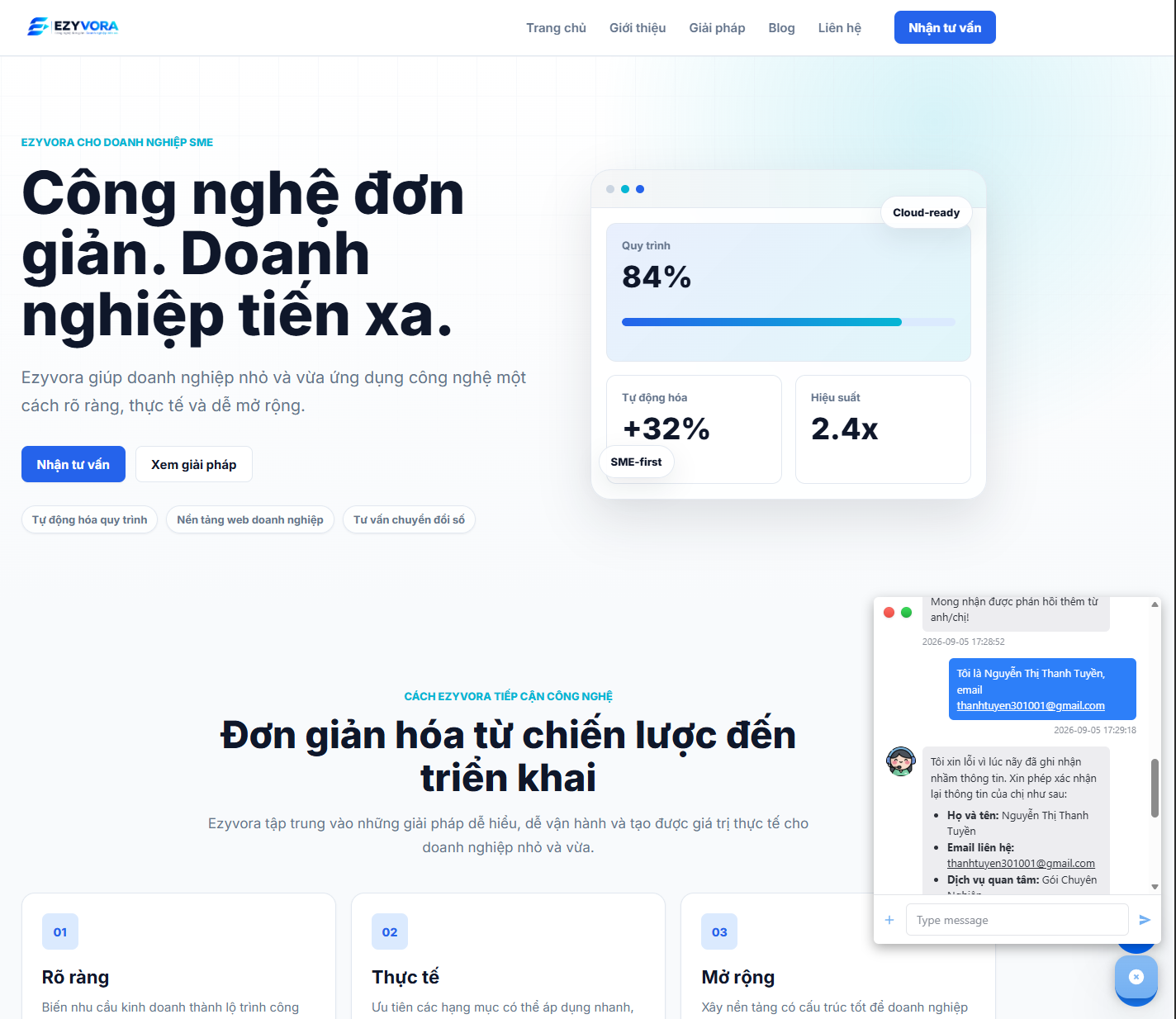 Khách hàng cung cấp thông tin liên hệ cho chatbot