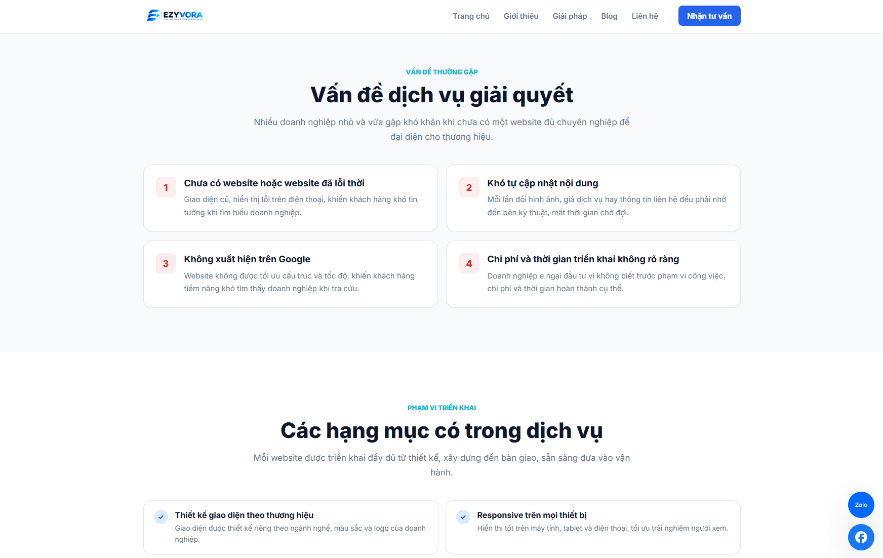 Phần mô tả vấn đề dịch vụ giải quyết