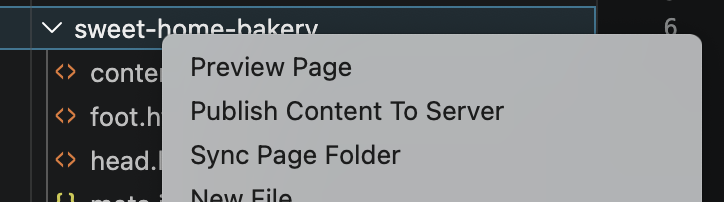 Chọn Publish Content To Server từ menu chuột phải