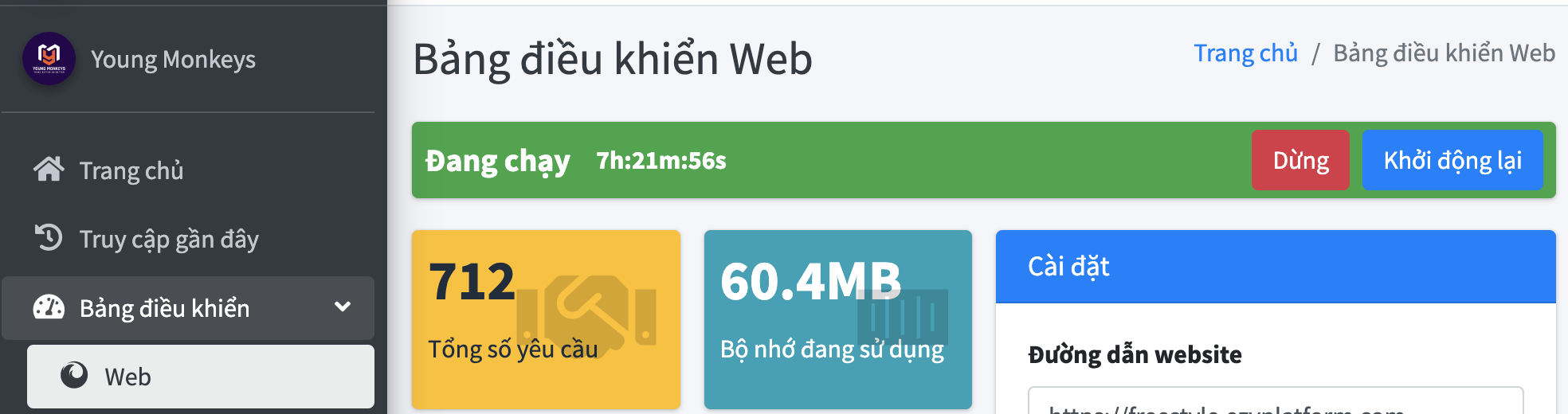 Khởi động lại Web sau khi cấu hình GraphQL