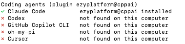 ezy init đã cài plugin ezyplatform@cppai vào Claude Code