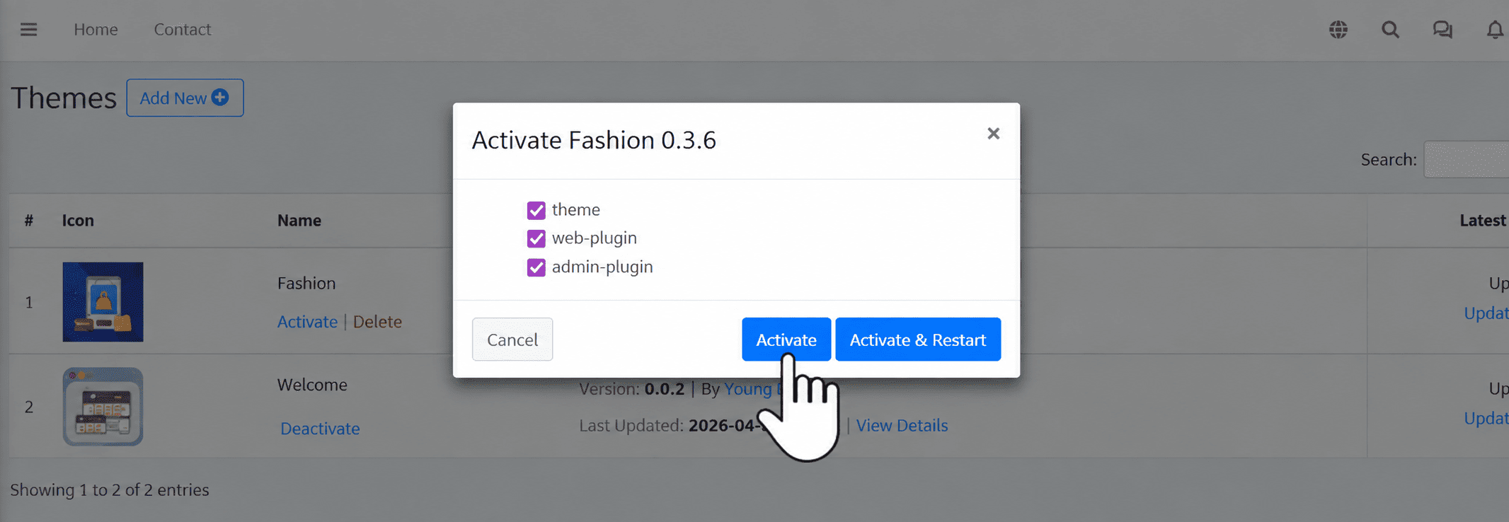 Cài đặt các plugin khi kích hoạt theme Fashion