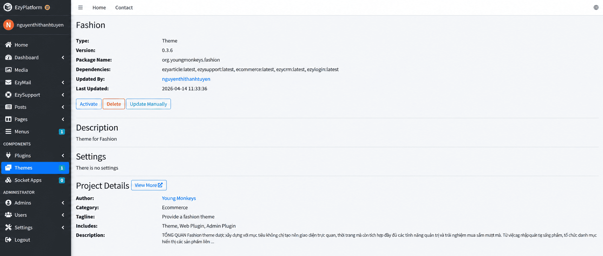 Kích hoạt theme và cài plugin còn thiếu, phần 1