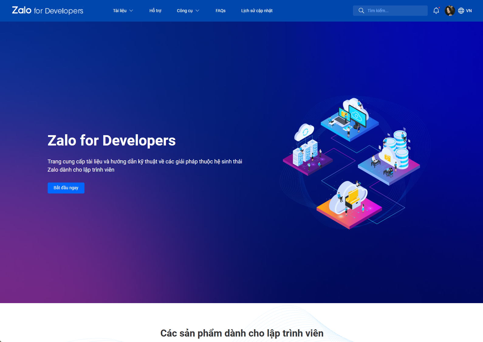 Ảnh đại diện tài khoản sau khi đăng nhập Zalo for Developers