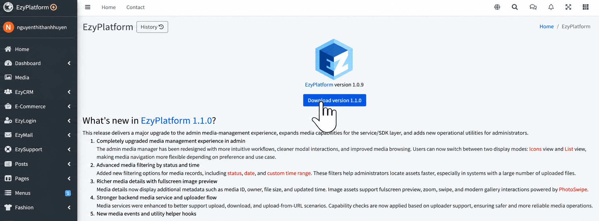 Tải xuống phiên bản EzyPlatform mới nhất
