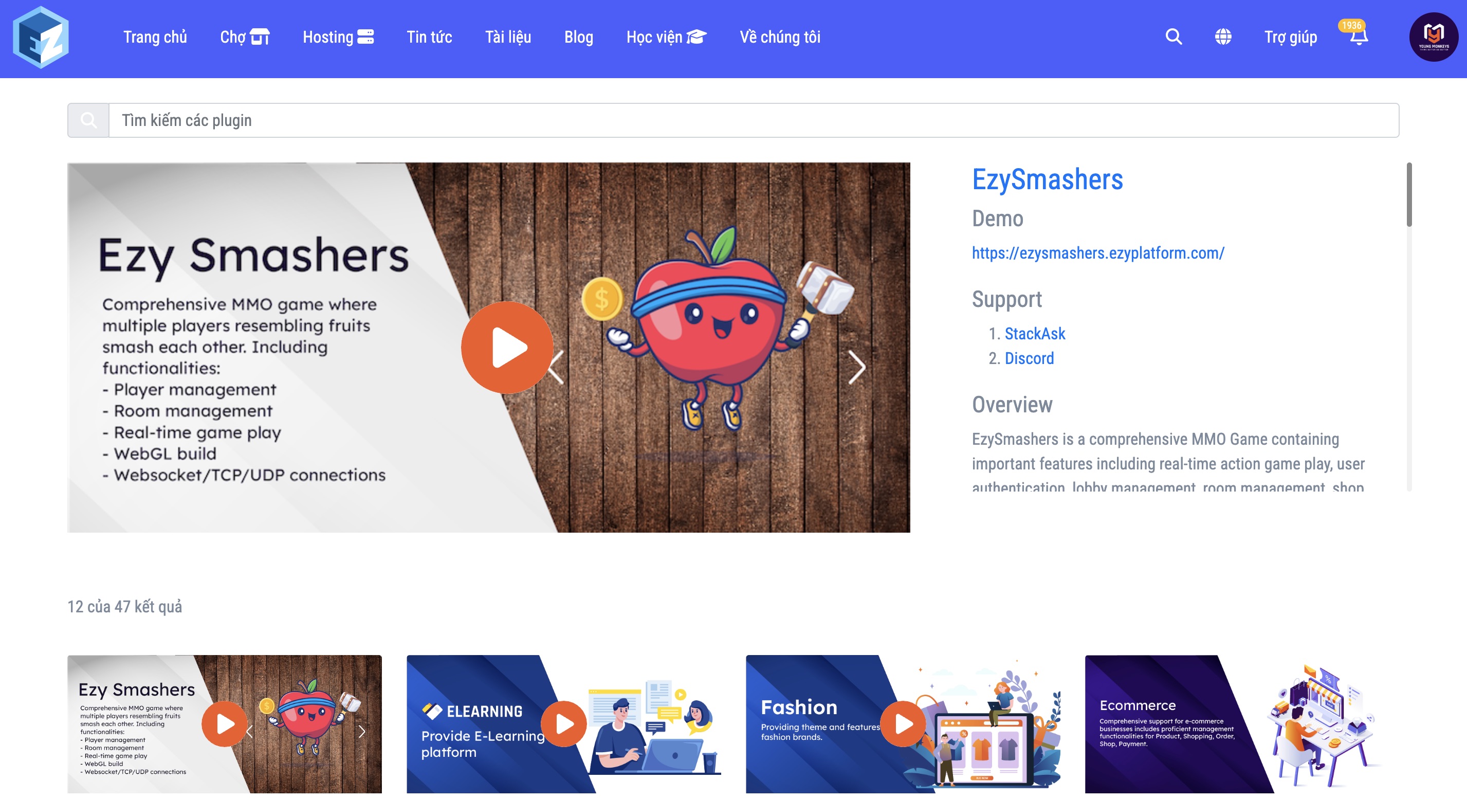 Chợ plugin của EzyPlatform