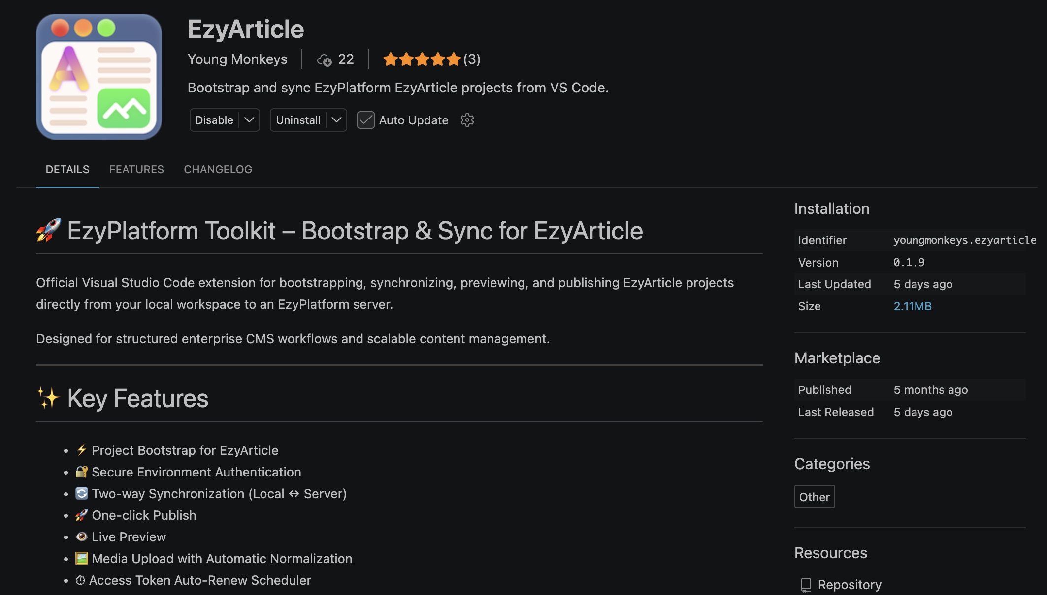Công cụ hỗ trợ vibe coding EzyArticle