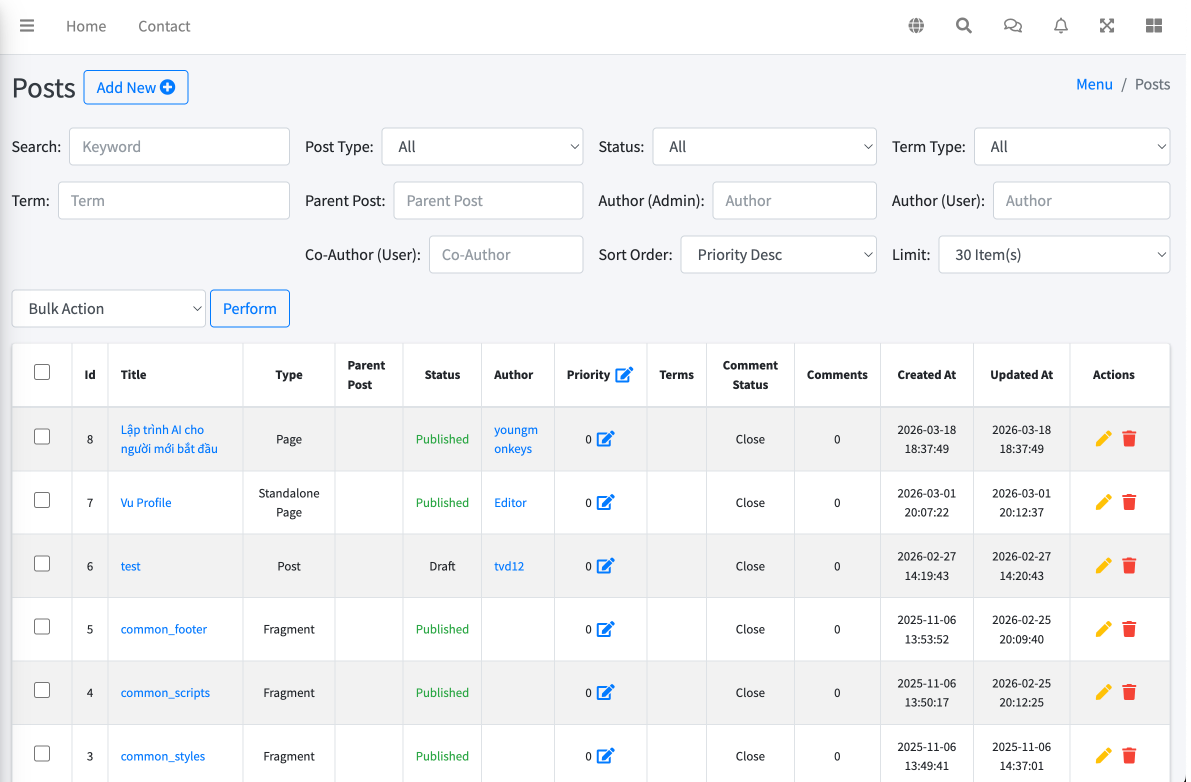 Mẫu giao diện sau cài đặt